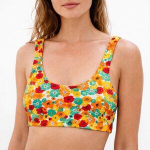 Zara Floral Crop Top Sleeveless Scoop Neck Summer Festival Boho Top